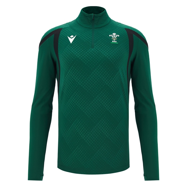Wales Mens Training Quarter Zip Top 26/27 Green - Front View