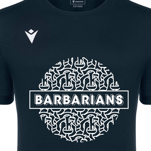 Barbarians Adults Cotton T-Shirt 25/26 Black - Graphic Close-up