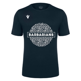Barbarians Adults Cotton T-Shirt 25/26 Black - Front View