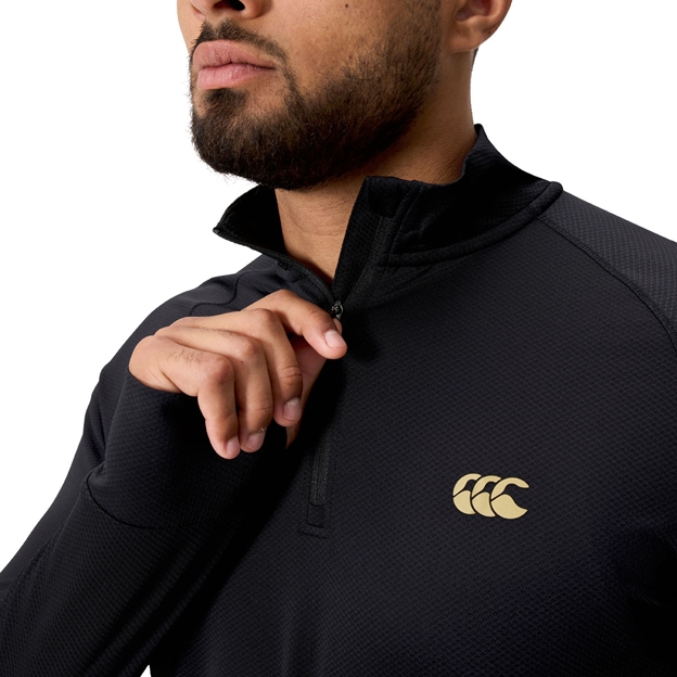 Canterbury Mens Tempo Quarter Zip Training Top Black - Zipper Close-up