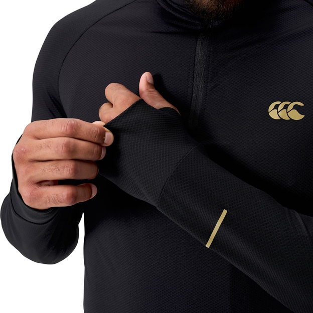Canterbury Mens Tempo Quarter Zip Training Top Black - Cuff Close-up