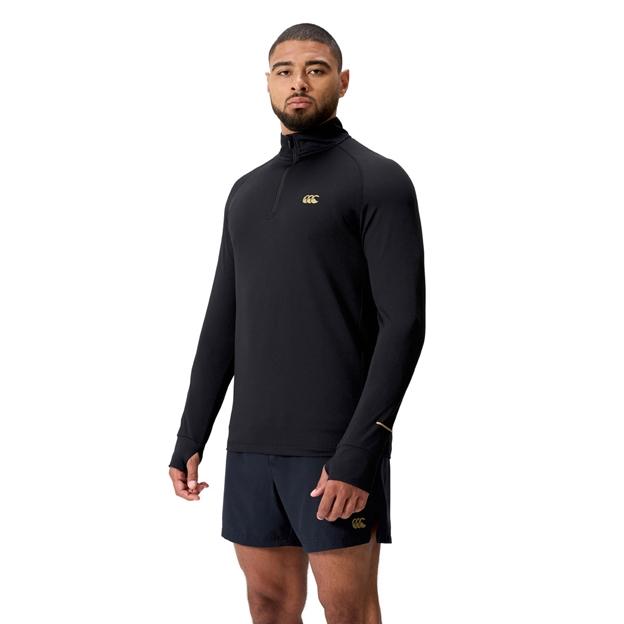 Canterbury Mens Tempo Quarter Zip Training Top Black - Model Walking