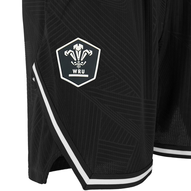 Wales Mens Training Shorts 26/27 Black - WRU Badge Close-up