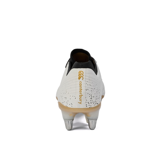 Canterbury Adults Stampede Elite Soft Ground Rubgy Boots White - Back