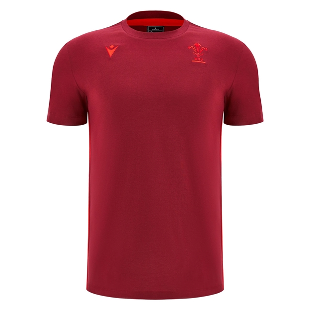 Wales Mens Travel Cotton T-Shirt 25/26 Dark Red - Front