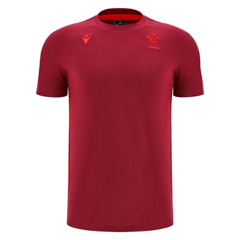 Wales Mens Travel Cotton T-Shirt 25/26 Dark Red - Front Wales Mens Travel Cotton T-Shirt 25/26 Dark Red - Front