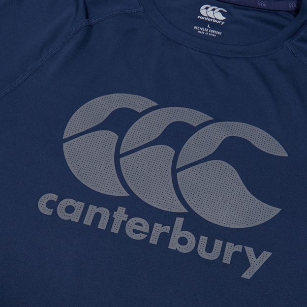 Canterbury Mens Logo Superlight T-Shirt Navy/White - CCC Logo Close-up