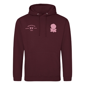 England Grand Slam 2026 Mens Hoodie Burgundy - Front View