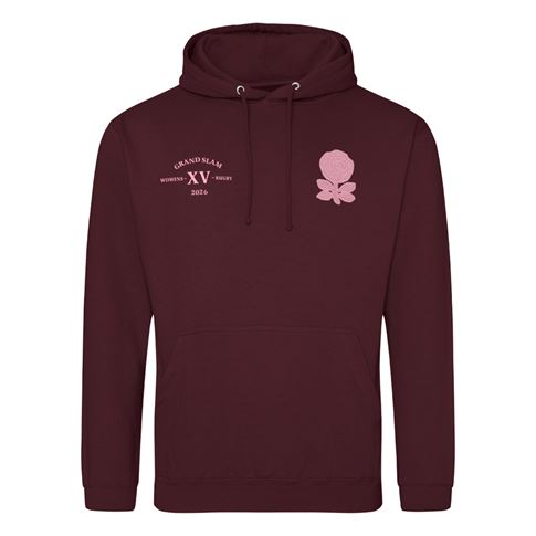 England Grand Slam 2026 Mens Hoodie Burgundy - Front View