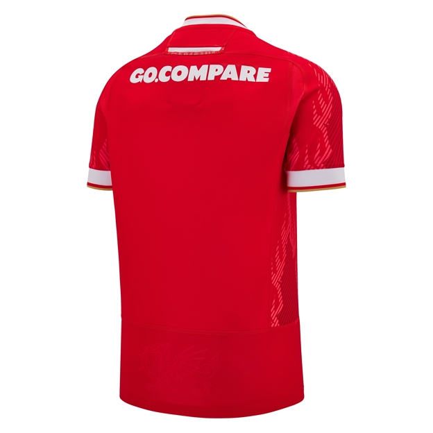 Wales Mens Home Rugby Shirt Slim Fit - Short Sleeve 2025 - Back