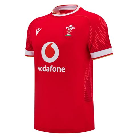 Wales Mens Home Rugby Shirt Slim Fit - Short Sleeve 2025 - Front Wales Mens Home Rugby Shirt Slim Fit - Short Sleeve 2025 - Front