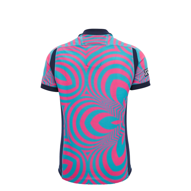 Scotland Kids Training Rugby Shirt 26/27 Neon Pink and Blue - Back View