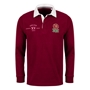 England Adults Classic XV Heavyweight Rugby Shirt Long Sleeve Burgundy - Front 