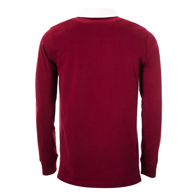 England Adults Classic XV Heavyweight Rugby Shirt Long Sleeve Burgundy - Back