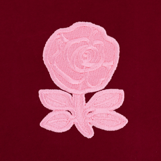 Womens World Cup England Adults Classic Heavyweight Rugby Shirt Burgundy - English Rose Pink Tonal Embroidery