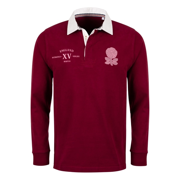 Womens World Cup England Adults Classic Heavyweight Rugby Shirt Burgundy - Front
