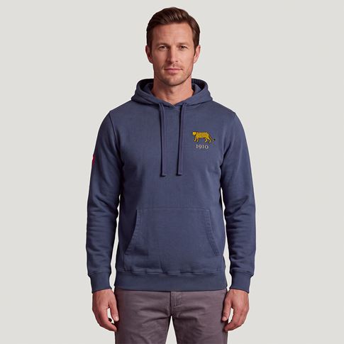 Argentina 1910 Adults Cotton Hoodie Petrol Blue - Front Model View