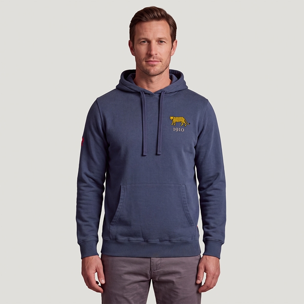 Argentina 1910 Adults Cotton Hoodie Petrol Blue - Front Model View