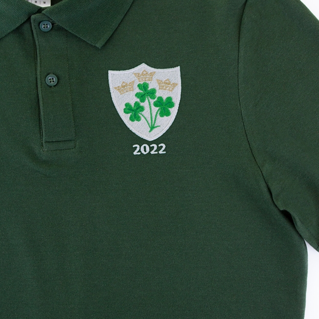 Ireland Mens Triple Crown Winners Polo Shirt Bottle Green 2022 - Crest