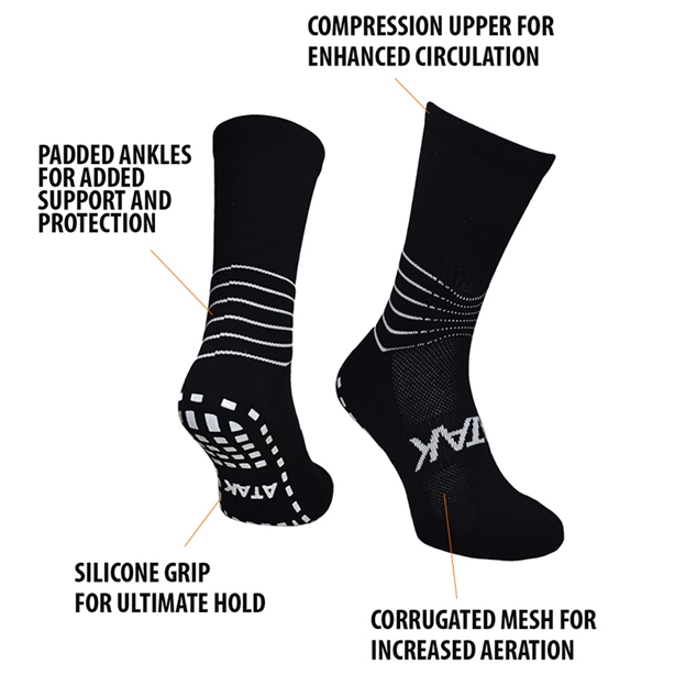 Atak Adults C Grip Mid Leg Socks Black - Details