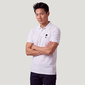 Fiji 1884 Adults Classic Cotton Polo Shirt White - Model Front View
