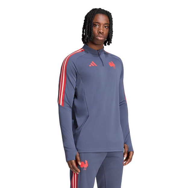 France Mens Training Quarter Zip Top 26/27 Shadow Navy - Model Front View