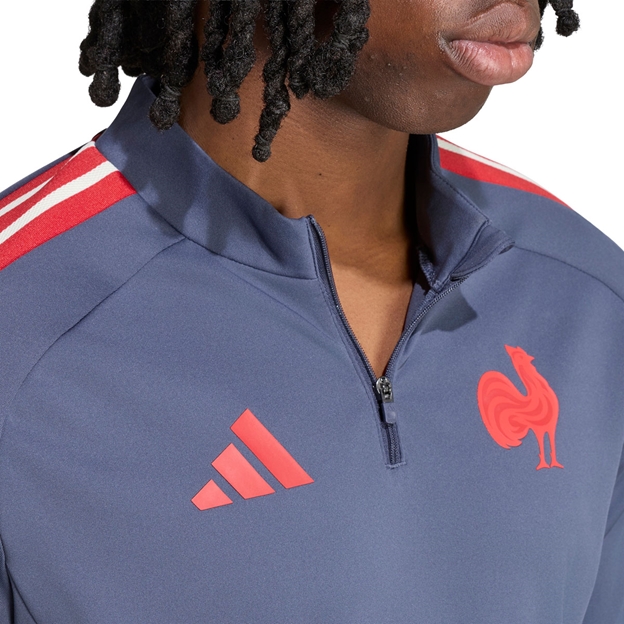 France Mens Training Quarter Zip Top 26/27 Shadow Navy - Model Close-up View