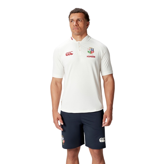 British and Irish Lions Mens Polo Cream - Model Front