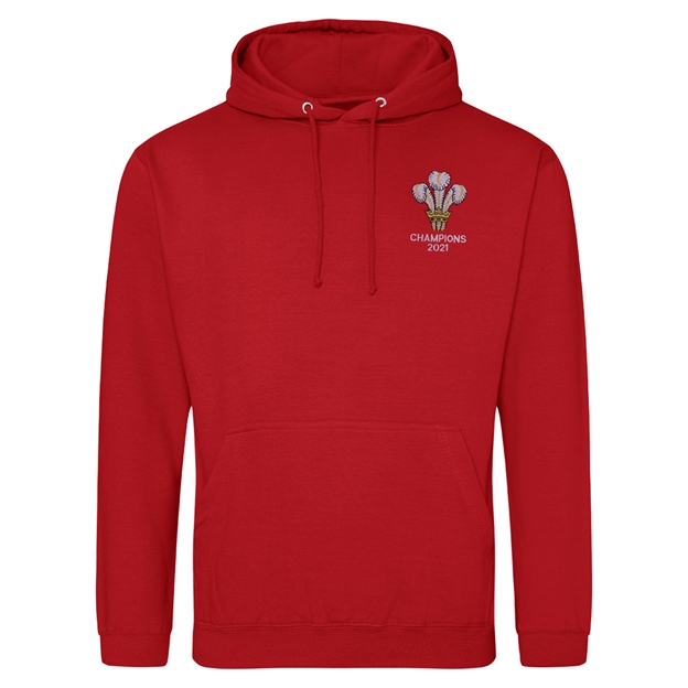 Wales 2021 6 Nations Champions Hoodie Fire Red Front