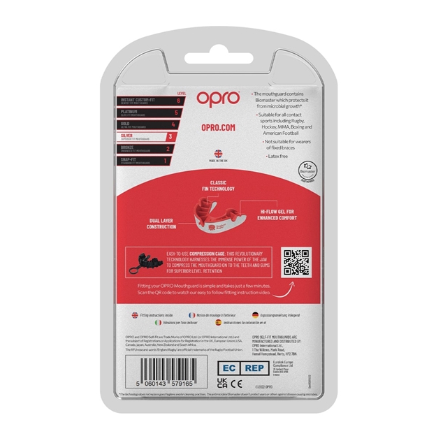 Opro Silver Mouthguard - England Rugby Union