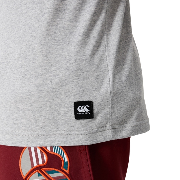 Canterbury Mens Uglies Logo T-Shirt Classic Marl/Multi - Model Hem Close-up View