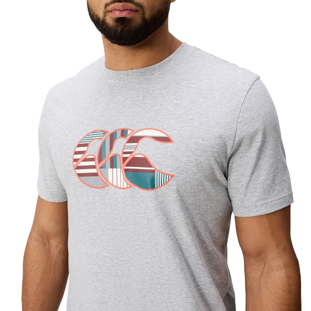 Canterbury Mens Uglies Logo T-Shirt Classic Marl/Multi - Model Front Close-up View