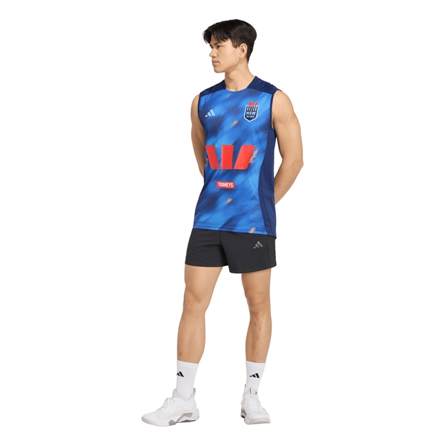 New South Wales Blues Mens Singlet 26/27 Dark Blue - Model Full View