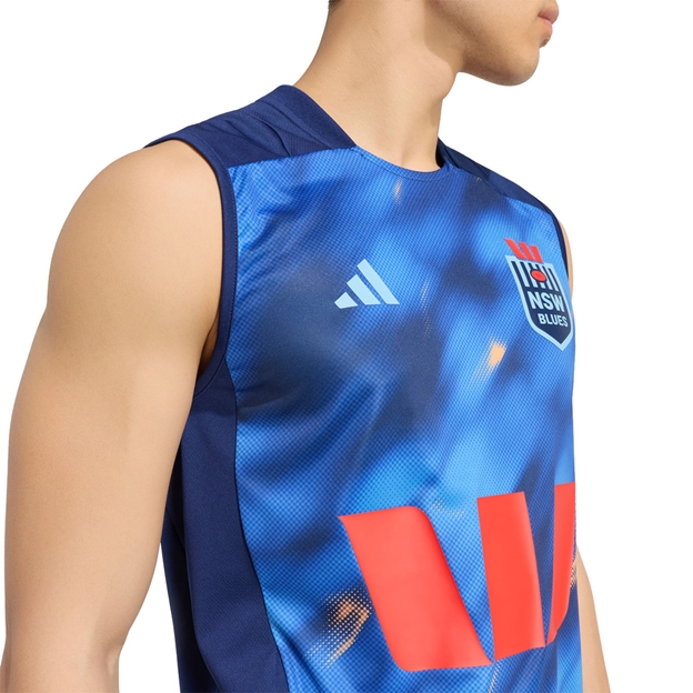New South Wales Blues Mens Singlet 26/27 Dark Blue - Front Close-up View