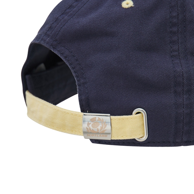 Scotland Adults Dad Baseball Cap 26/27 Navy and Sand - Adjustment Detail