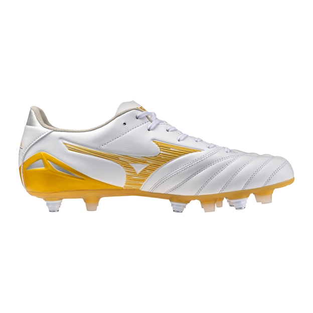 Mizuno Adults Morelia Neo IV Pro Mix Rugby Boots White/Gold - Instep
