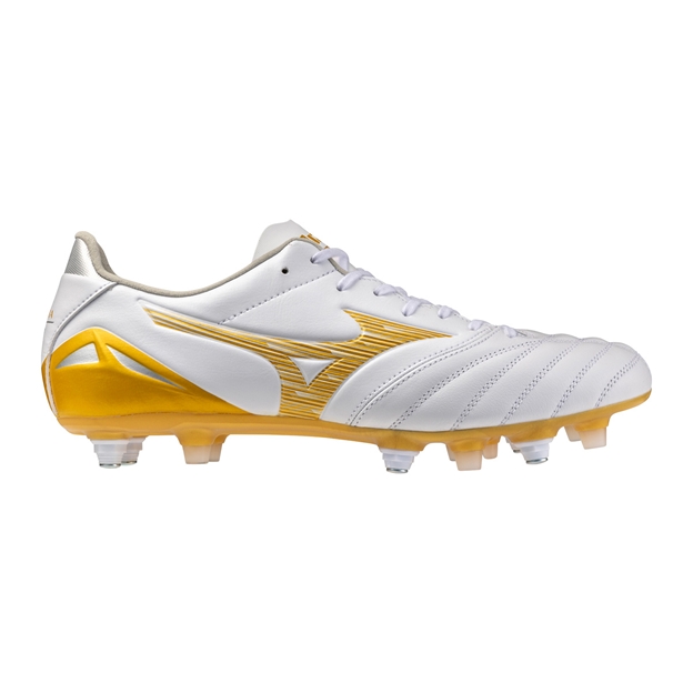 Mizuno Adults Morelia Neo IV Pro Mix Rugby Boots White/Gold - Outstep