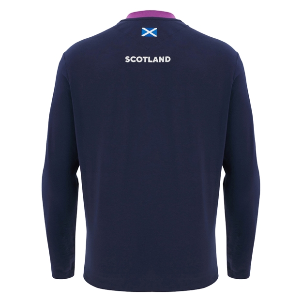 Scotland Mens Athleisure Cotton Long Sleeve T-Shirt 25/26 Navy - Back View