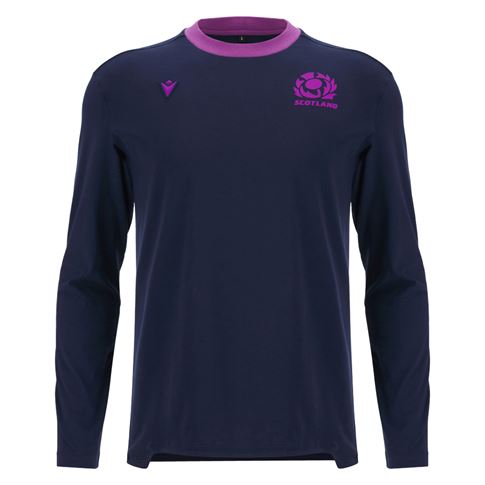 Scotland Mens Athleisure Cotton Long Sleeve T-Shirt 25/26 Navy - Front View