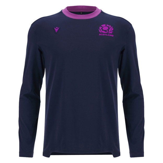 Scotland Mens Athleisure Cotton Long Sleeve T-Shirt 25/26 Navy - Front View