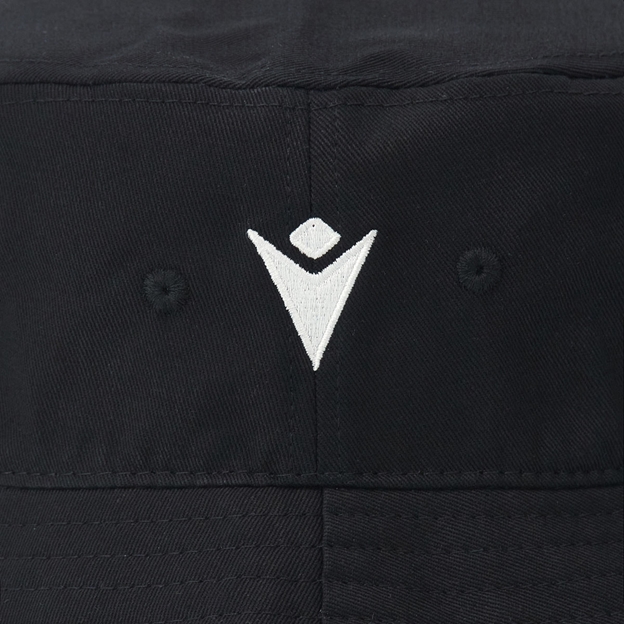 Wales Adults Bucket Hat 26/27 Pantone Black - Macron Logo Close-up