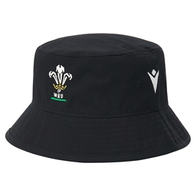Wales Adults Bucket Hat 26/27 Pantone Black - Front View