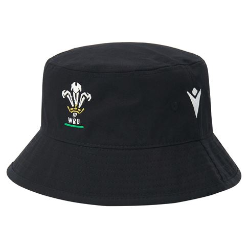 Wales Adults Bucket Hat 26/27 Pantone Black - Front View