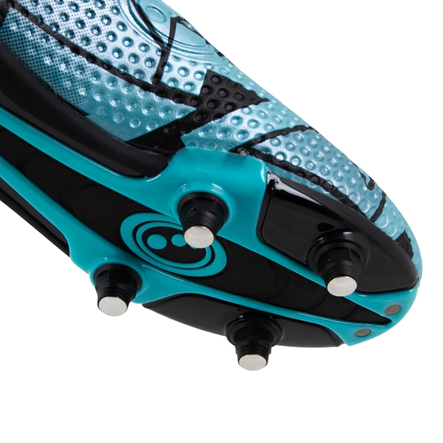 Optimum Kids Aztec Laceless 6 Stud Rugby Boot Blue - Forefoot