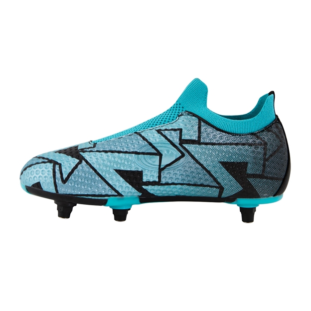 Optimum Kids Aztec Laceless 6 Stud Rugby Boot Blue - Instep
