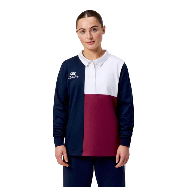 Canterbury Womens Harlequin Webber Rugby Shirt Multi Colour - Model Front