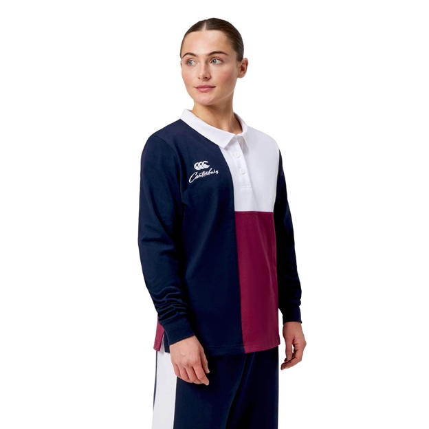 Canterbury Womens Harlequin Webber Rugby Shirt Multi Colour - Model Side