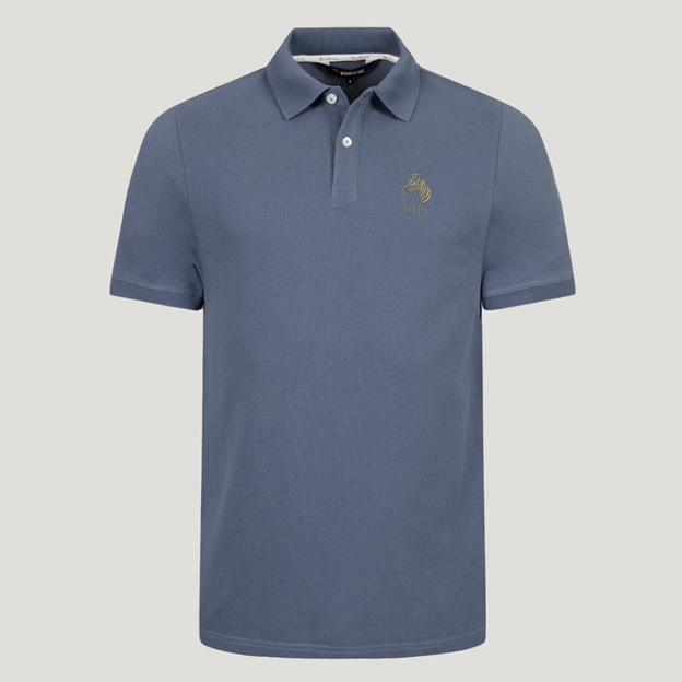 Namibia 1916 Heritage Pure Cotton Polo - Petrol Blue - Front View