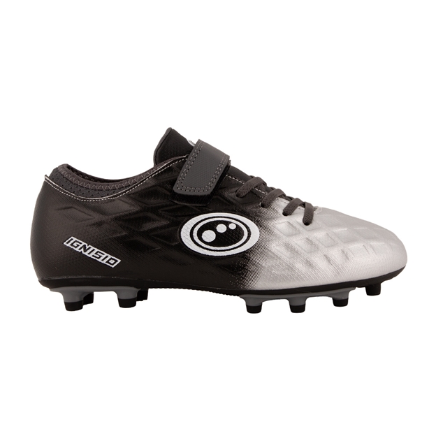 Optimum Kids Ignisio Easy Fasten Moulded Stud Firm Ground Boots - Black/Silver