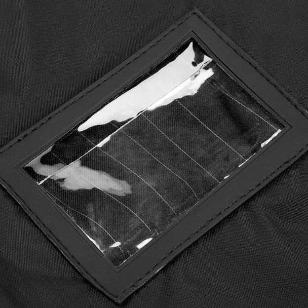 St Ronans Silver Band Suit Carrier Black - Name Tag Window Close-up